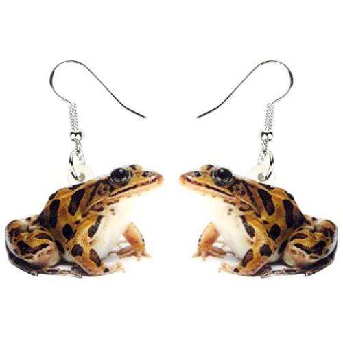 WEVENI Acrylic Green Brown Frog Earrings Dangle Drop Cute Jewelry For Women Girls Novelty Gift