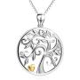 PEIMKO Sterling Silver Tree of Life Pendant Necklace, Cubic Zirconia Family Spiritual Tree Gifts for Mother Daughter