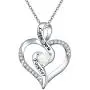 Women Lab Opal Heart Necklace 925 Sterling Silver Jewelry Engraved Love You Forever/Love You with All My Heart Cubic Zirconia Pendant 18 Inches