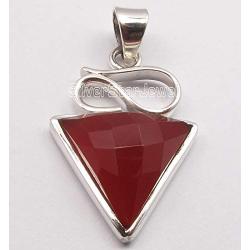 SilverStarJewel Natural Carnelian Pendant 1.5'' 925 Pure Silver New Gemstone