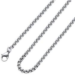 Monily 2-7mm 16-38In Square Rolo Stainless Steel Chain Necklace Round Box Necklace Men Women Jewelry