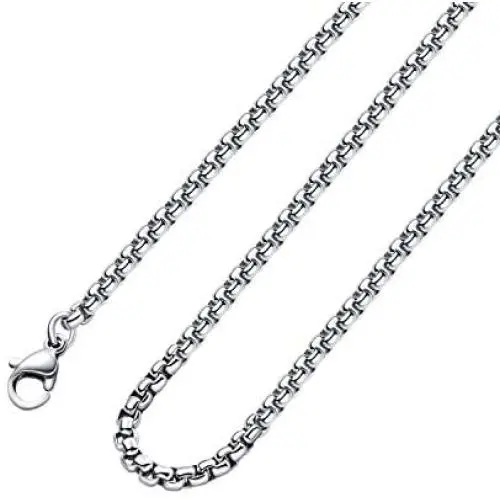Monily 2-7mm 16-38In Square Rolo Stainless Steel Chain Necklace Round Box Necklace Men Women Jewelry Monily 2-7mm 16-38In Square Rolo Stainless Steel Chain Necklace Round Box Necklace Men Women Jewelry