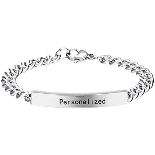Engrave Bracelet Customize Stainless Steel Bracelets Charm ID Bracelets Jewelry for Couples Women Men