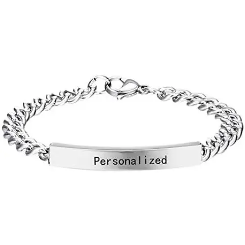 Engrave Bracelet Customize Stainless Steel Bracelets Charm ID Bracelets Jewelry for Couples Women Men Engrave Bracelet Customize Stainless Steel Bracelets Charm ID Bracelets Jewelry for Couples Women Men