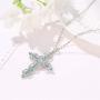 Cross Bohemian Pendant Necklace Crystal Celtic Chain Jewelry for Women Girls (Blue)