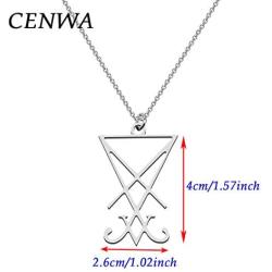 CENWA Sigil of Lucifer Pendant Satanic Symbol Stainless Steel Jewelry Seal of Satan Necklace Alchemy Symbolic Gift