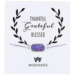 WISHMISS Women Silver Pendant Necklace in Multicolor Drusy (purplr Drusy-Quartz Bracelet)