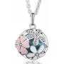 EUDORA Harmony Bola Pink Flower 20mm Locket Pendant Necklace Angel Music Chime Ball & 30'' Sweater Chain