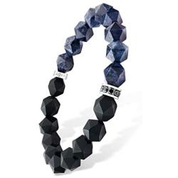 AWNL 10mm Beaded Bracelet with Black Onyx and Blue Dumortierite Bracelet Energy Healing Double Protection Chakra Bracelet for Men with Lucky Charms