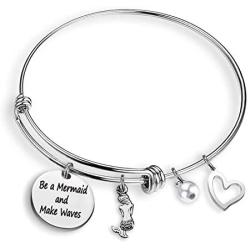 Mermaid Bracelet Jewelry Inspirational Bracelet Gift Be a Mermaid and Make Waves Sea Soul Ocean Sea Jewelry（Mermaid-BR）