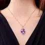 Brishow Fashion Bride Wedding Rose Gold Pendant Necklace Chain Purple Rhinestone Lover Heart Pendant Necklaces Crystal Bridal Chains Jewelry Accessories for Women and Girls