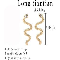 Snake Earrings for Women Vintage Long Serpent Dangle Earrings Animal Jewelry For Women