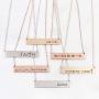 RIAH FASHION Simple Message Horizontal Bar Pendant Necklace - Inspirational Christian Religious Engraved Plate Delicate Chain Amazing Grace, Hope, Faith, Blessed