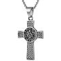 AsAlways Stainless Steel Freemason Symbol Masonic Eternal Celtic Cross Irish Knot Pendant Necklace, 22+2''Link Chain,