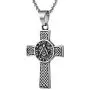 AsAlways Stainless Steel Freemason Symbol Masonic Eternal Celtic Cross Irish Knot Pendant Necklace, 22+2''Link Chain,