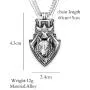 Wolf Necklace for Men, Eagle Wolf Shield Necklace, Norse Viking Wolf Head Pendant Necklace with 25.6” Chain, Vintage Celtic Wolf Totem Amulet Necklace, Punk Animal Wolf Jewelry Gift for Men Boys
