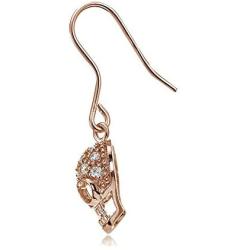 Sterling Silver Cubic Zirconia Skull Head Dangle Earrings