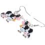 DOWAY Acrylic Charm Sweet Dairy Cattle Milk Cow Earrings Drop Dangle Jewelry Farm Decoration for Women Girls Funny Party Gifts