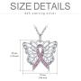 925 Sterling Silver Breast Cancer Awareness Butterfly Pink Ribbon Pendant Necklace with Austrian Crystals, Breast Cancer Survivor Gifts for Women