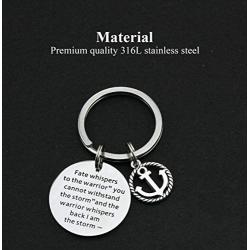 Kivosiiviz Encouragement Keychain Inspirational Gifts I am The Storm Fate Whispers to The Warrior Keyring Motivating Keychain