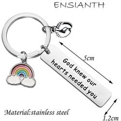 ENSIANTH God knew our hearts needed you Keychain Baby Shower Gift Gift for Rainbow Baby New Parents Gift