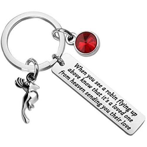 AKTAP Memorial Keychains for Loss of Loved One Cardinal Red Bird Jewelry When You See a Robin Flying Above Know That It’s a Loved One from Heaven Sending You Their Love