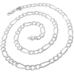 In Style Designz .925 Solid Sterling Silver Figaro Link ITProLux Necklace Chains 2MM - 10.5MM, 16'' - 30'', Men & Women, Made In Italy