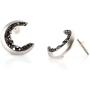 LAONATO Crescent Moon and Black CZ Earrings