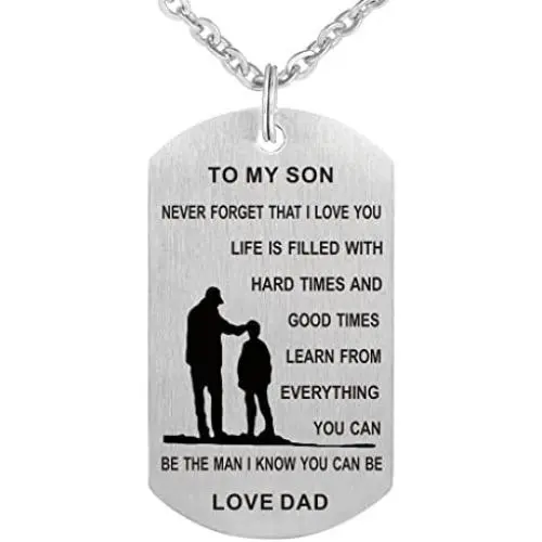 CraDiabh Dad Mom to Son Dog Tag Necklace Military Mens Jewelry Personalized Custom Dogtags Pendant Love Gift CraDiabh Dad Mom to Son Dog Tag Necklace Military Mens Jewelry Personalized Custom Dogtags Pendant Love Gift