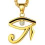 FaithHeart Eye of Horus Necklace Ankh Cross Necklaces, Stainless Steel Ancient Egyptian Coptic Jewelry for Men Women, Wedjat Eye Pendants Customize Available