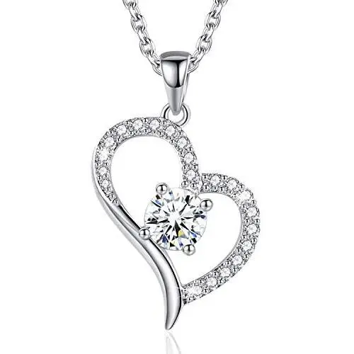 Sterling Silver Only You Heart Necklaces for Women Girl,Anniversary Valentines Day Mothers Day Jewelry Gifts for Her
