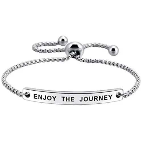 SOUSYOKYOSAM Enjoy The Journey Bracelet Travel Quote Motivational Stainless Steel Jewelry Graduation Gift SOUSYOKYOSAM Enjoy The Journey Bracelet Travel Quote Motivational Stainless Steel Jewelry Graduation Gift