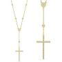 NYC Sterling Diamond by Yard Cross Crucifix CZ Crystal 925 Sterling Silver Pendant & Catholic Rosary Necklace