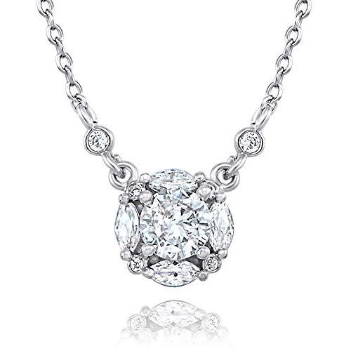 Daring Jewelry 14k Cubic Zirconia Gold Plated Round Cut Solitaire Necklace 16.5 inch + 2'' Extender
