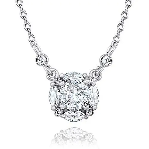 Daring Jewelry 14k Cubic Zirconia Gold Plated Round Cut Solitaire Necklace 16.5 inch + 2'' Extender