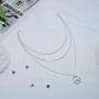 TseanYi Boho Layered Wave Necklaces Choker Silver Circle Pendant Necklace Chain Vintage Layering Necklace Jewelry for Women and Girls