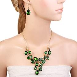 EVER FAITH Womens Austrian Crystal Bridal Waterdrop On The Branch Necklace Earrings Set