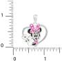 Disney Minnie Mouse Heart Silver Plated Crystal Pendant Necklace, 18''