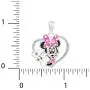 Disney Minnie Mouse Heart Silver Plated Crystal Pendant Necklace, 18''