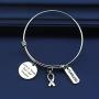 SIDIMELO Cancer Survivor Gift Cancer Fighter Gift Life is Tough But I am Tougher Cancer Awareness Inspirational Daily Reminder Awareness Ribbon Charm Cancer Survivor Bracelet