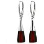 Black Cherry Amber Silver 925 Leverback Contemporary Earrings