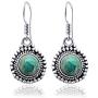 Blue Amazonite, Red Zoisite 4 Ct Round 925 Sterling Silver Dangle Earrings Christmas Gifts For Women By Orchid Jewelry