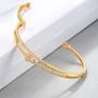 E 18K Gold Plated Bangles Bracelets for Women, Cubic Zirconia, Jewelry Gifts