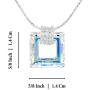Stera Jewelry Sterling Silver Necklace Made with Swarovski Bermuda Blue or AB Square Crystal Pendant