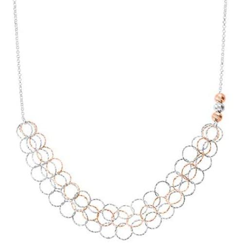Silpada Plumeria Two-Tone Ringed Necklace in Sterling Silver & 14K Rose Gold Plate, 17'' + 2.5''