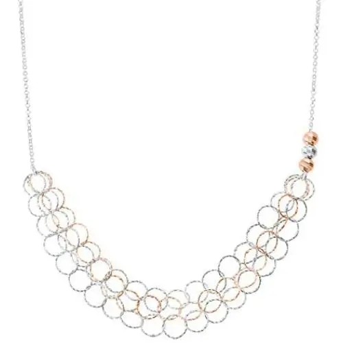 Silpada Plumeria Two-Tone Ringed Necklace in Sterling Silver & 14K Rose Gold Plate, 17'' + 2.5'' Silpada Plumeria Two-Tone Ringed Necklace in Sterling Silver & 14K Rose Gold Plate, 17'' + 2.5''