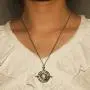 TseanYi Vintage Time Necklace Choker Silver Round Circle Pendant Necklaces Sand Clock Necklace Chain Time Turner Jewelry for Women and Girls (Silver)