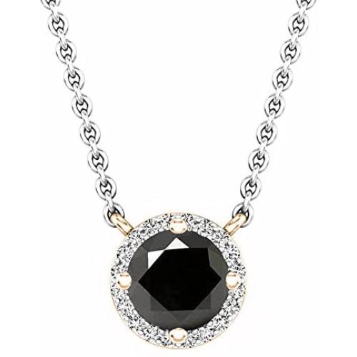 Dazzlingrock Collection 14K Round 6 MM Gemstone & Diamond Ladies Halo Pendant (Silver Chain Included), Rose Gold