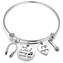 Gzrlyf Singing Bracelet Singer Charm Jewelry Music is What Feelings Sound Like Jewelry Music Teacher Gift