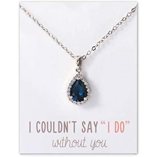 A+O Bridesmaid Jewelry Gift, Blue Sapphire Jewelry
